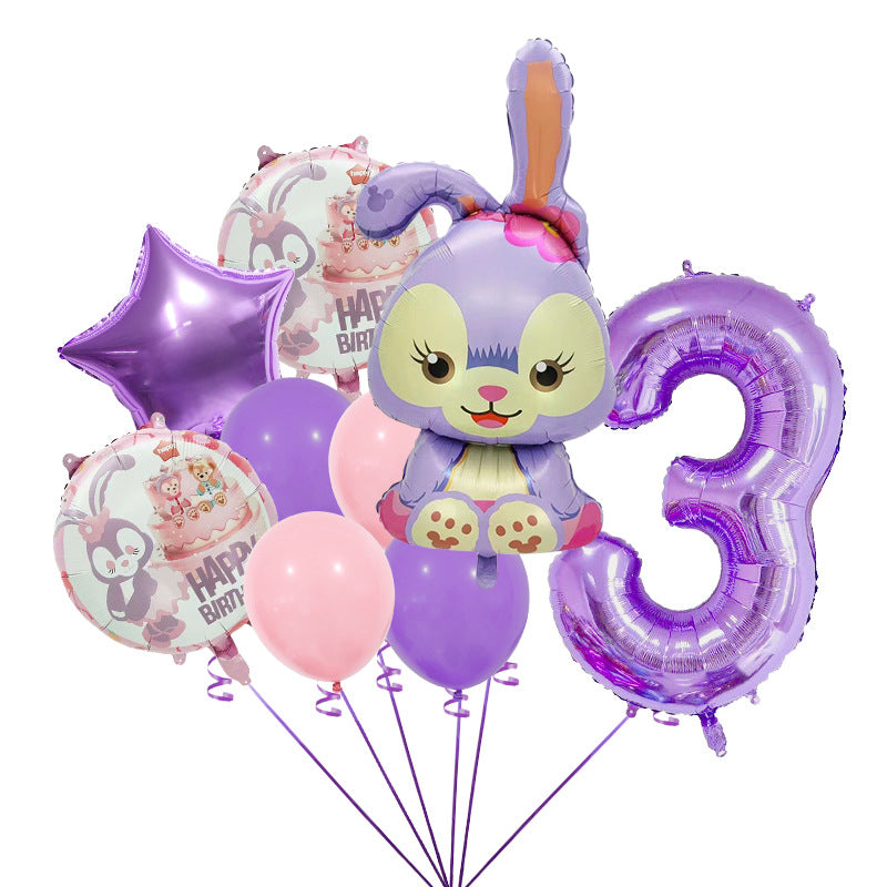 StellaLou Bunny Foil Balloon Birthday Party Decoration Set 6