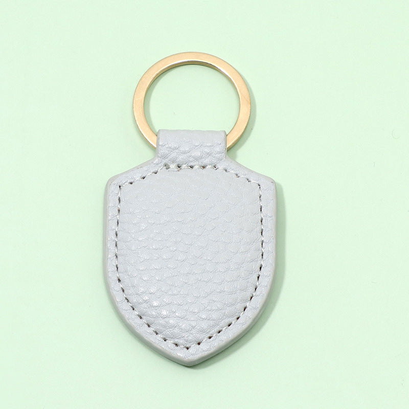 Leather Shield Keychain Classic Design with Metal Ring 8