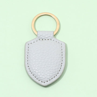Leather Shield Keychain Classic Design with Metal Ring 8
