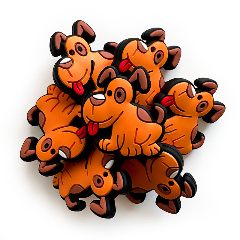 20Pcs Silicone Focal Beads Puppy Sitting Pose Orange 2