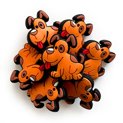 20Pcs Silicone Focal Beads Puppy Sitting Pose Orange 2