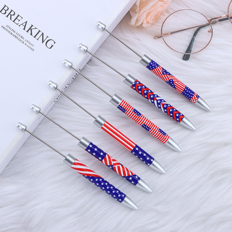 Long Printed Flag Sunflower Pattern Beadable Ballpoint Pens DIY Craft 2