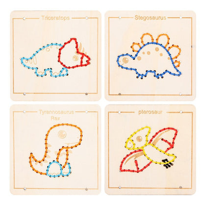 Wooden Rope Embroidery Montessori Toys Early Education 19.8cm 8