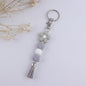 Flower Silicone Bead Keychain with Tassel Charm Accessory 12