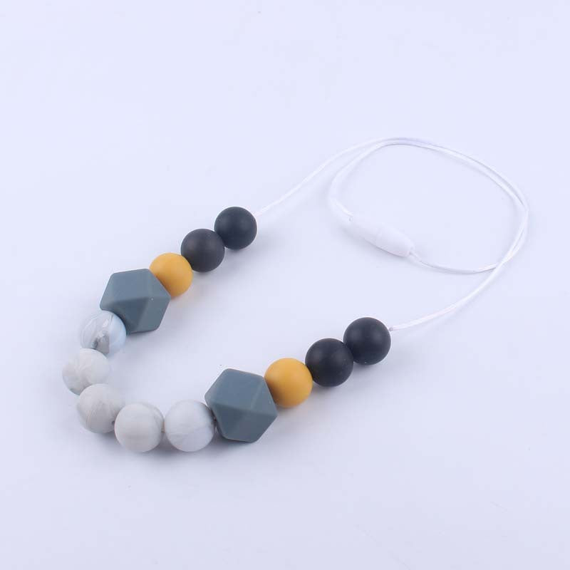 Silicone Bead Necklace Octagonal Beads and Round Beads