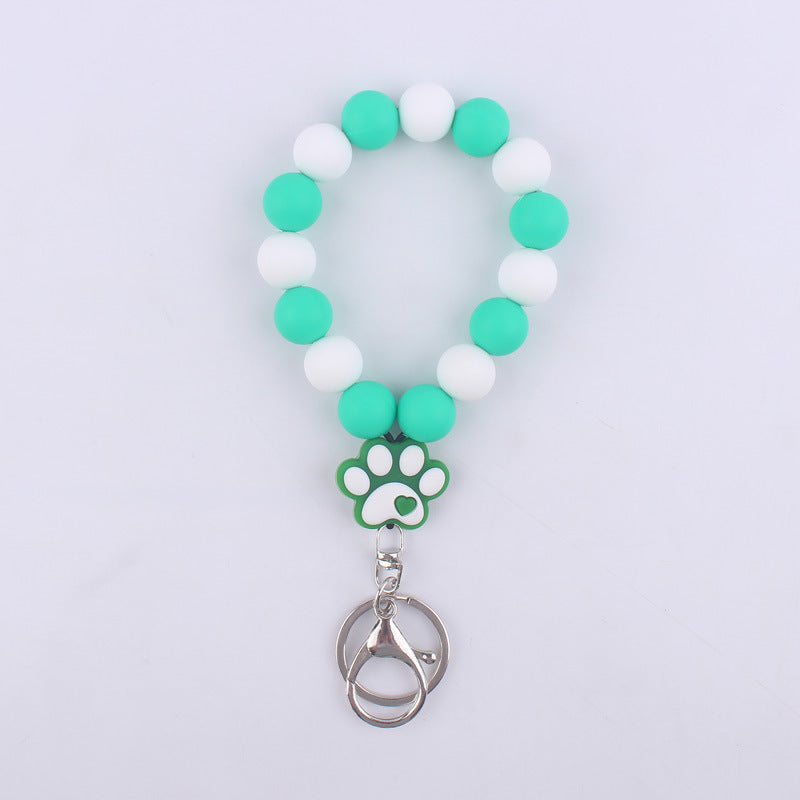 Dog Claw Silicone Bead Wristlet Keychain with Paw Charm 4