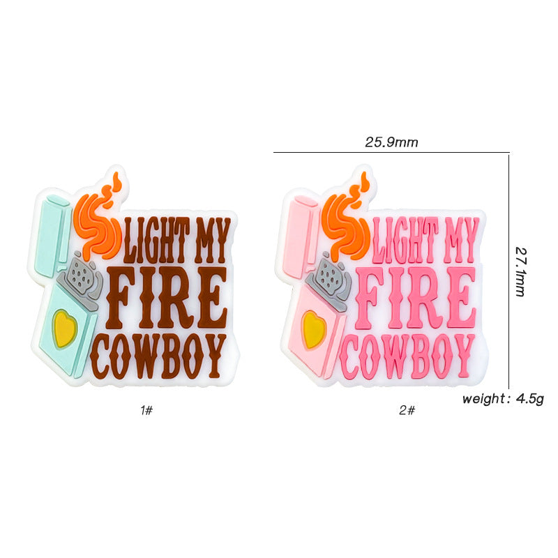20Pcs Silicone Focal Beads Cartoon Lighter With Printed Text 2