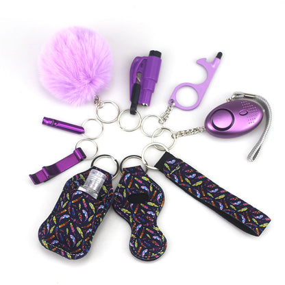 Outdoor Self Defense Alarm Whistle Pompom Keychain 10 Pack 41