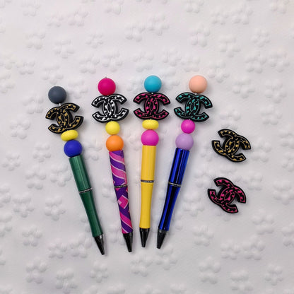 20Pcs Silicone Focal Beads Designer Interlocking C Logo Shape 2