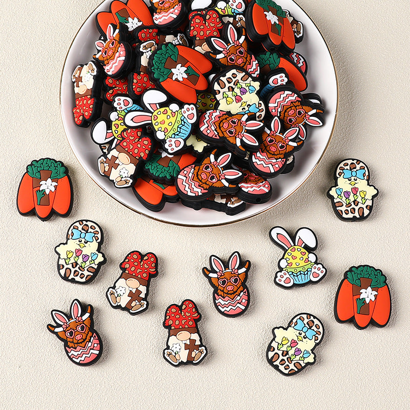 Silicone Focal Beads Easter Bunny Egg Rabbit Ears Design