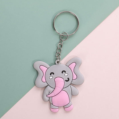 Cute Animal Silicone Bead Keychain Soft Rubber Charm 4