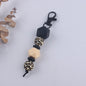 Leopard Print Silicone Bead Keychain with Geometric Beads Charm 13
