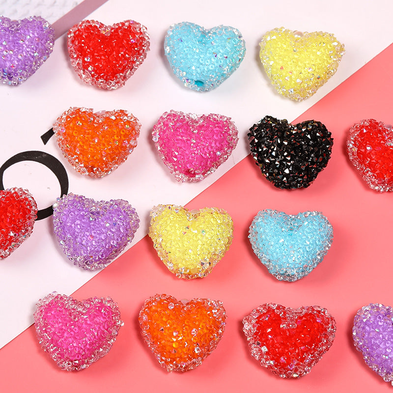 20pcs 20mm Rhinestone Heart Acrylic Beads for Jewelry Making 2