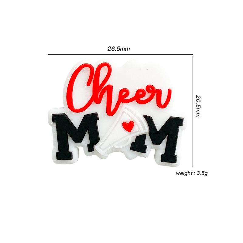 20pcs Silicone Focal Beads Letter Mom Cheer Megaphone Detail