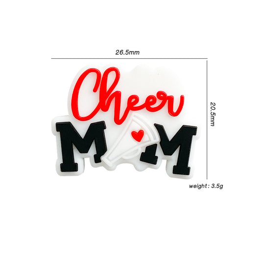 20pcs Silicone Focal Beads Letter Mom Cheer Megaphone Detail