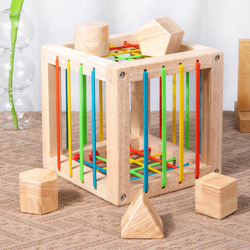Wooden Montessori Toys Rainbow Sensory Training Cube 15.5cm 2
