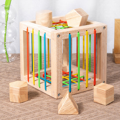 Wooden Montessori Toys Rainbow Sensory Training Cube 15.5cm 2