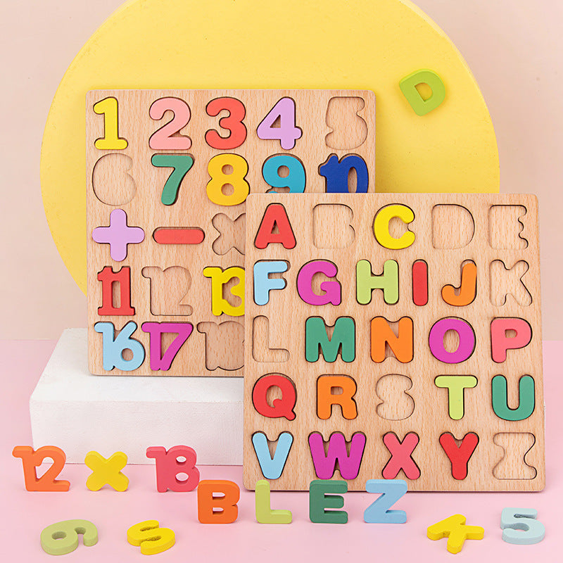 Wooden Alphabet and Number Puzzle Montessori Toys for Kids 2