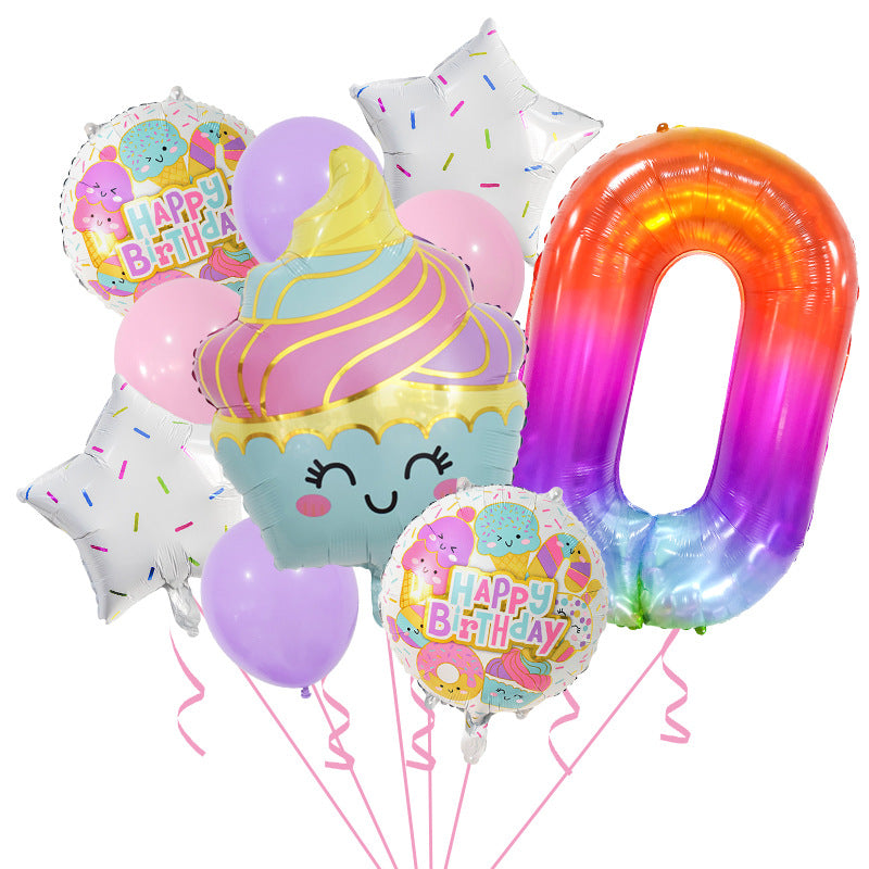 Cupcake and Number 3 Foil Balloons Birthday Party Decoration Set 22