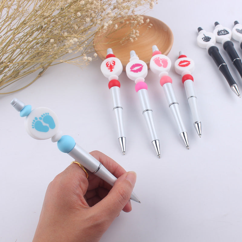 Heart Animal Silicone Beaded Pens Handmade Office School Supplies 2