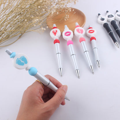 Heart Animal Silicone Beaded Pens Handmade Office School Supplies 2