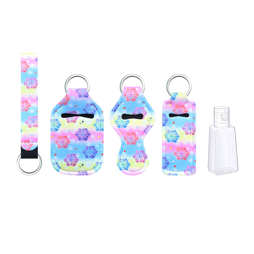 Christmas Printed Neoprene Holder Keychain Set for Bottles and Lipstick 10pcs