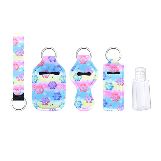 Christmas Printed Neoprene Holder Keychain Set for Bottles and Lipstick 10pcs