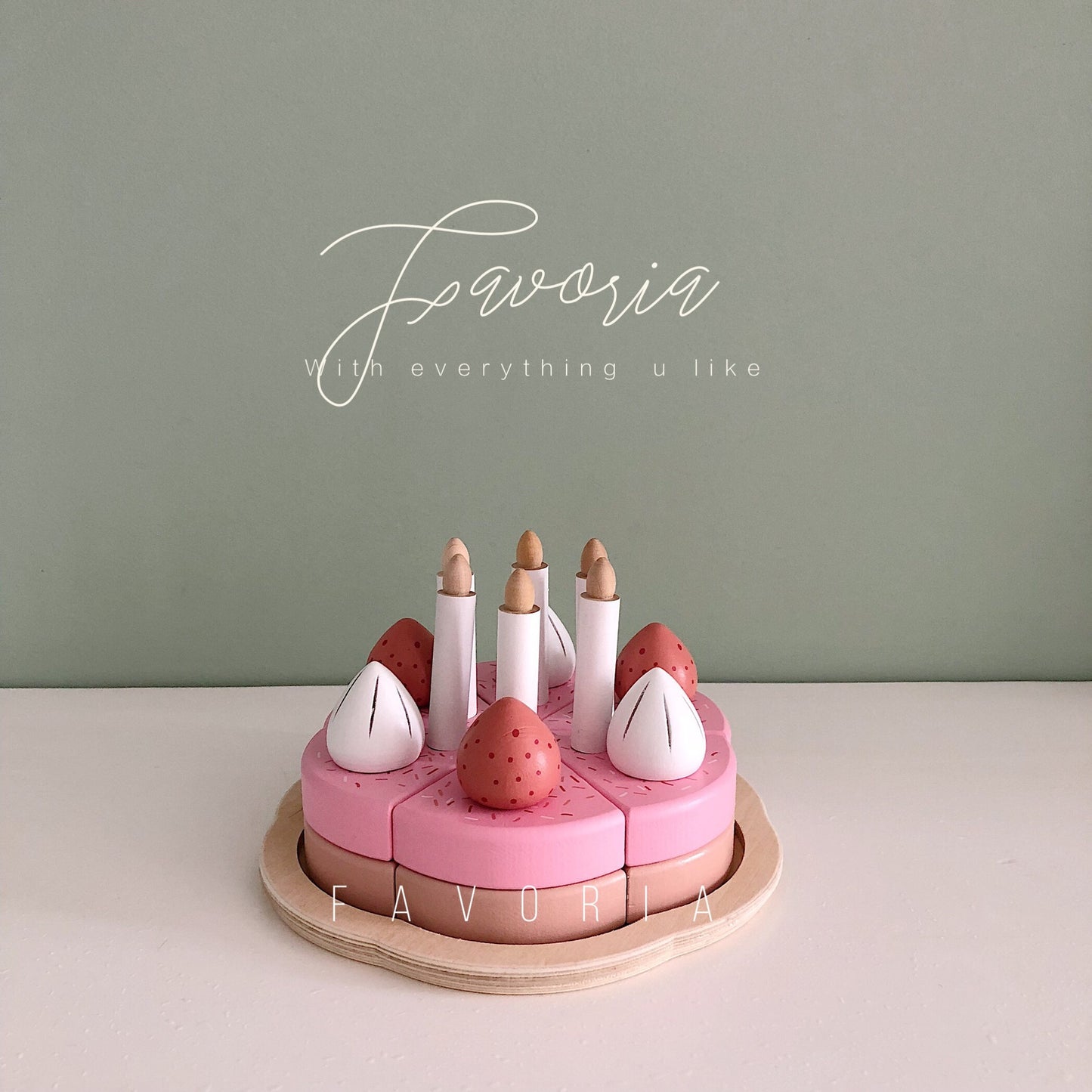 Wooden Pretend Play Birthday Cake Toy for Kids 2