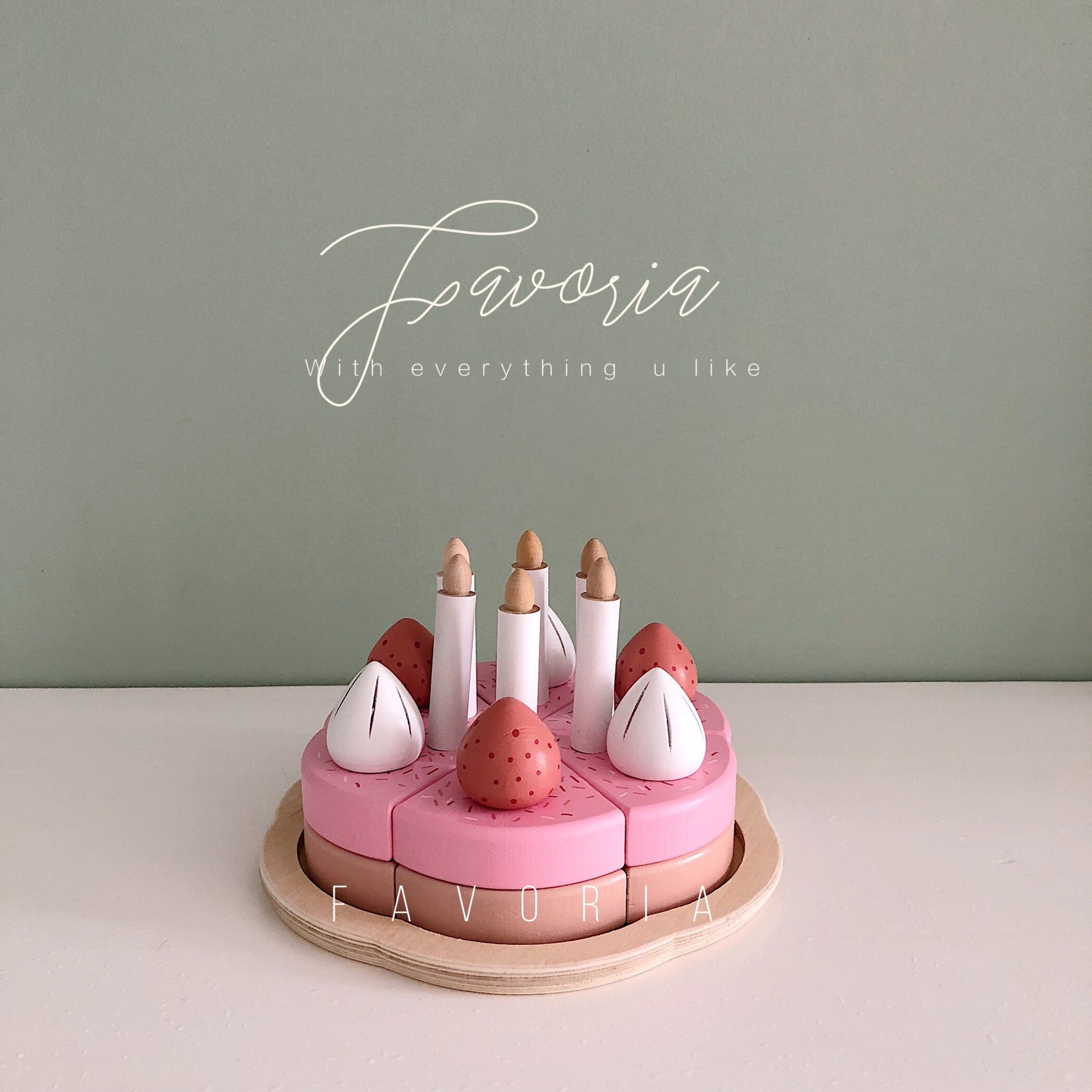 Wooden Pretend Play Birthday Cake Toy for Kids 2