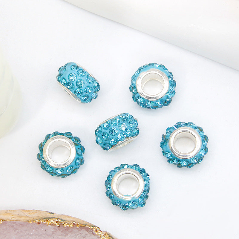 50pcs 12mm 3-Row Large Hole Rhinestone Spacer Beads DIY Jewelry Making 9