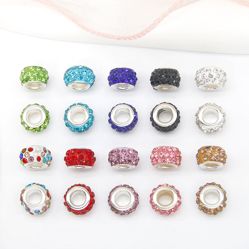 50pcs 12mm 3-Row Large Hole Rhinestone Spacer Beads DIY Jewelry Making 16