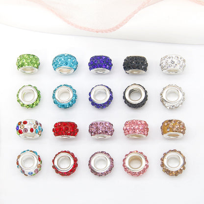 50pcs 12mm 3-Row Large Hole Rhinestone Spacer Beads DIY Jewelry Making 16