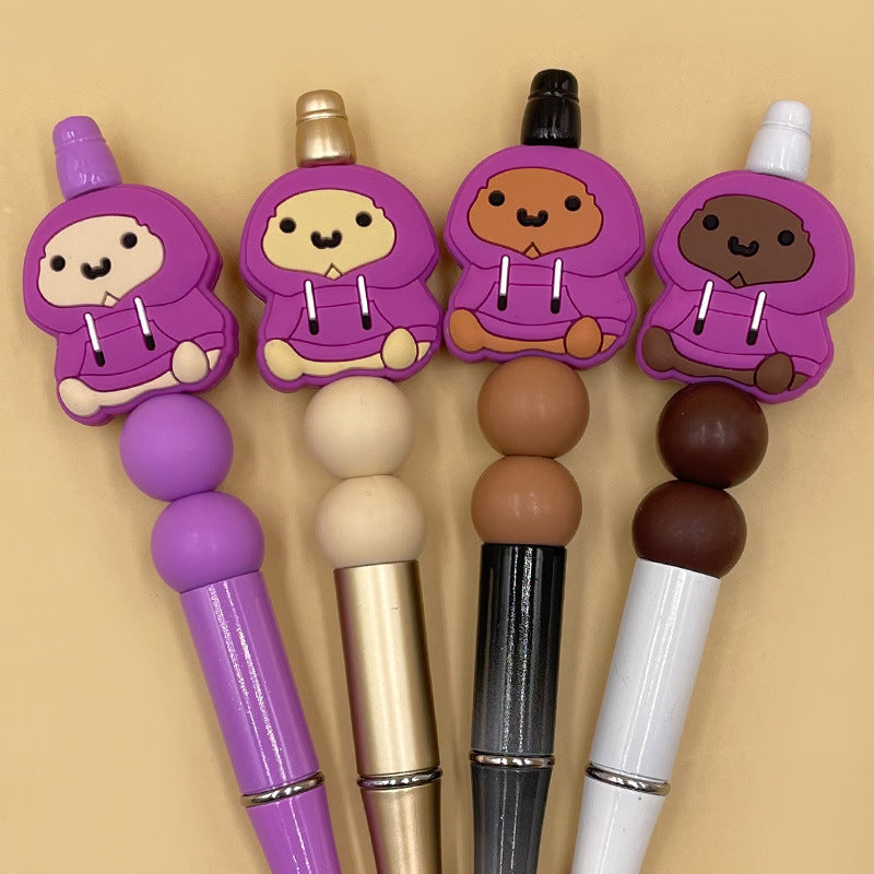 20pcs Silicone Focal Beads Cartoon Animal Hoodie Chicken Front Facing 3