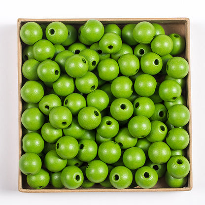 50pcs 16mm Colored Round Wooden Beads Jewelry Making DIY Craft 8