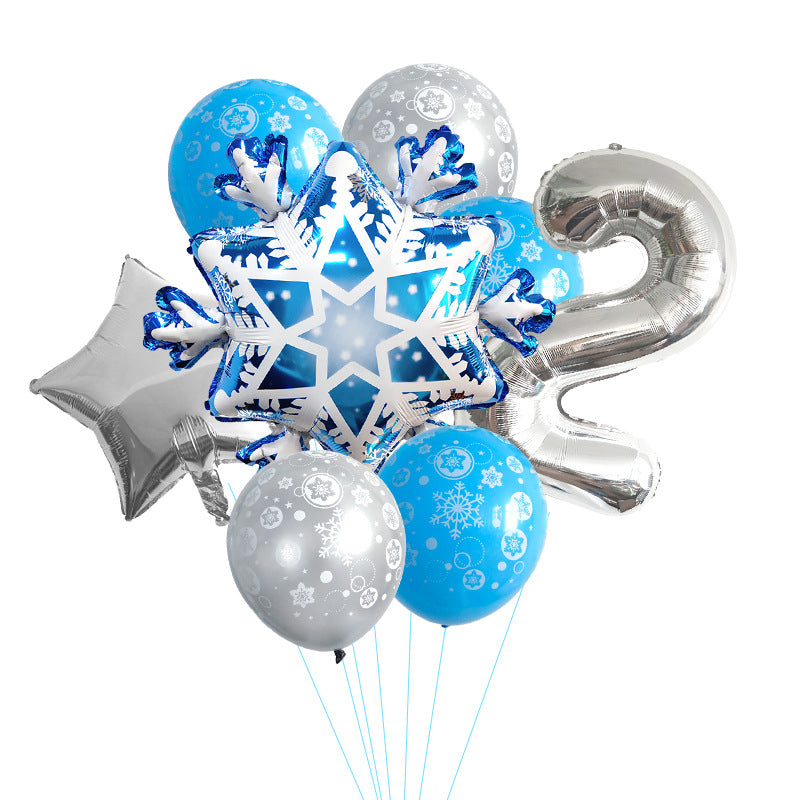 Ice Snow Theme Snowflake Foil Balloon Set Party Decoration 7