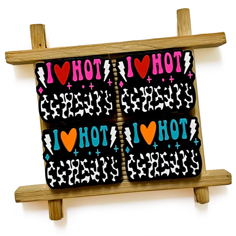 20Pcs Silicone Focal Beads Color Letter Hot Design 3