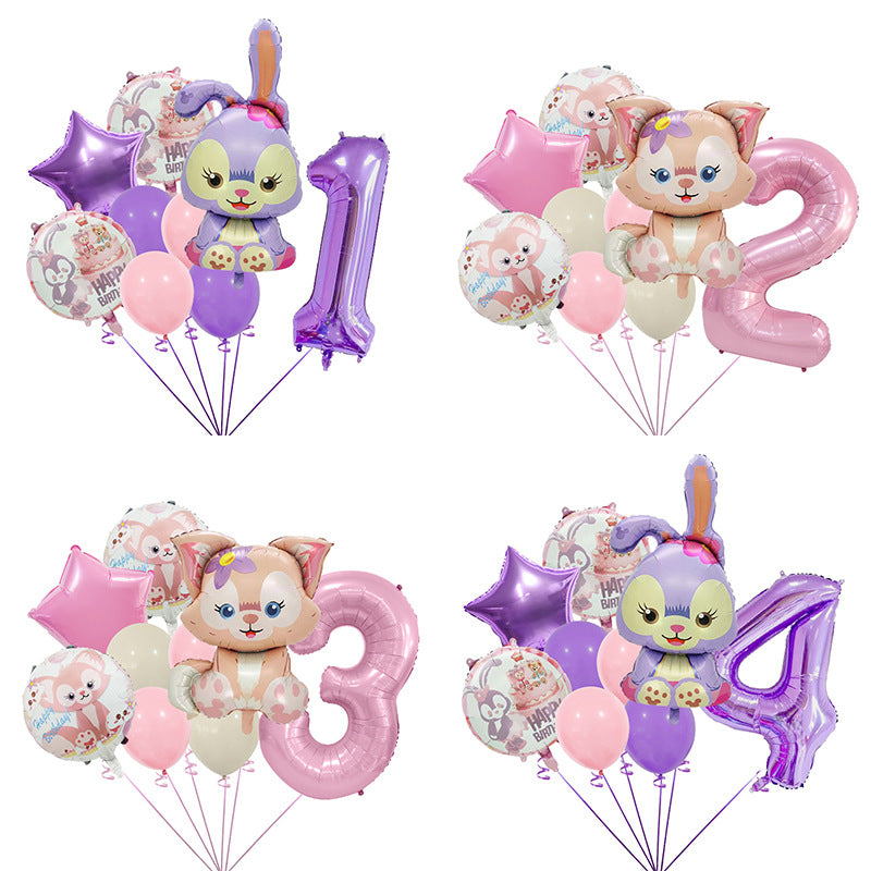 StellaLou Bunny Foil Balloon Birthday Party Decoration Set 4