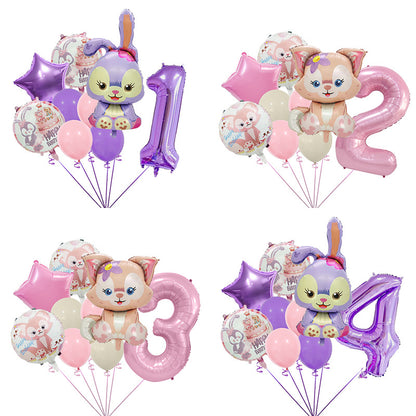StellaLou Bunny Foil Balloon Birthday Party Decoration Set 4
