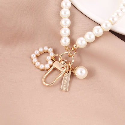 Pearl Love Silicone Bead Wristlet Keychain with Metal Charm 4