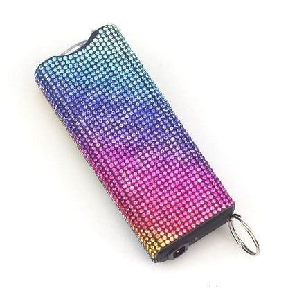 Self Defense Rhinestone Flashlight Electric Shock Keychain 12