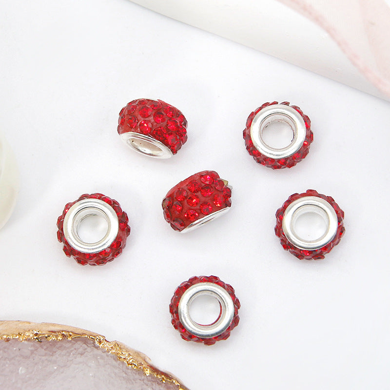 50pcs 12mm 3-Row Large Hole Rhinestone Spacer Beads DIY Jewelry Making 8