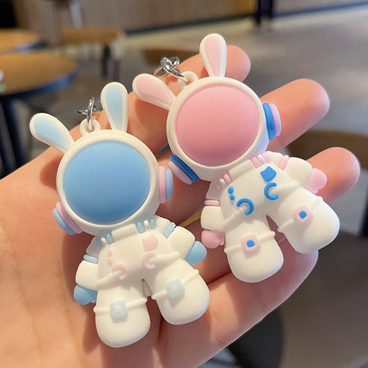 Cartoon Space Rabbit PVC Keychain Zinc Alloy Charm