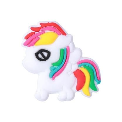 20pcs Silicone Focal Beads Rainbow Pony With Layered Mane and Tail 3
