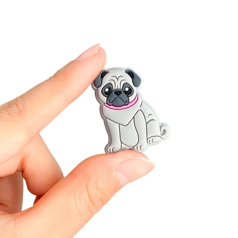20pcs Silicone Focal Beads Pug Dog Sitting Pose 2
