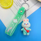 Cartoon White Rabbit Silicone Bead Wristlet Keychain with Strap 13