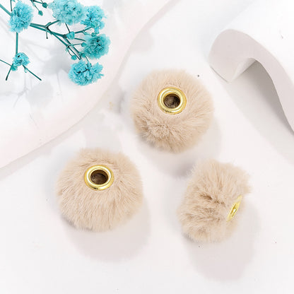 50pcs 20mm Fuzzy Abacus Large Hole Spacer Beads Imitation Rabbit Hair 16