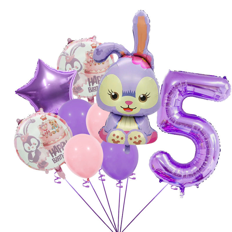 StellaLou Bunny Foil Balloon Birthday Party Decoration Set 10