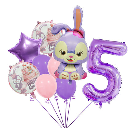 StellaLou Bunny Foil Balloon Birthday Party Decoration Set 10