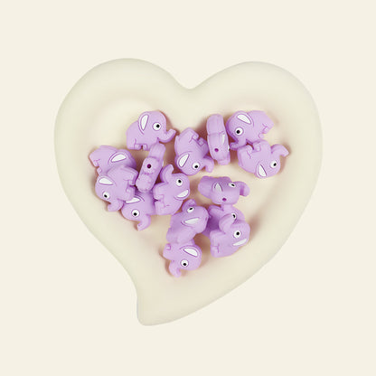 Silicone Focal Beads Elephant Animals Side Profile Design 11