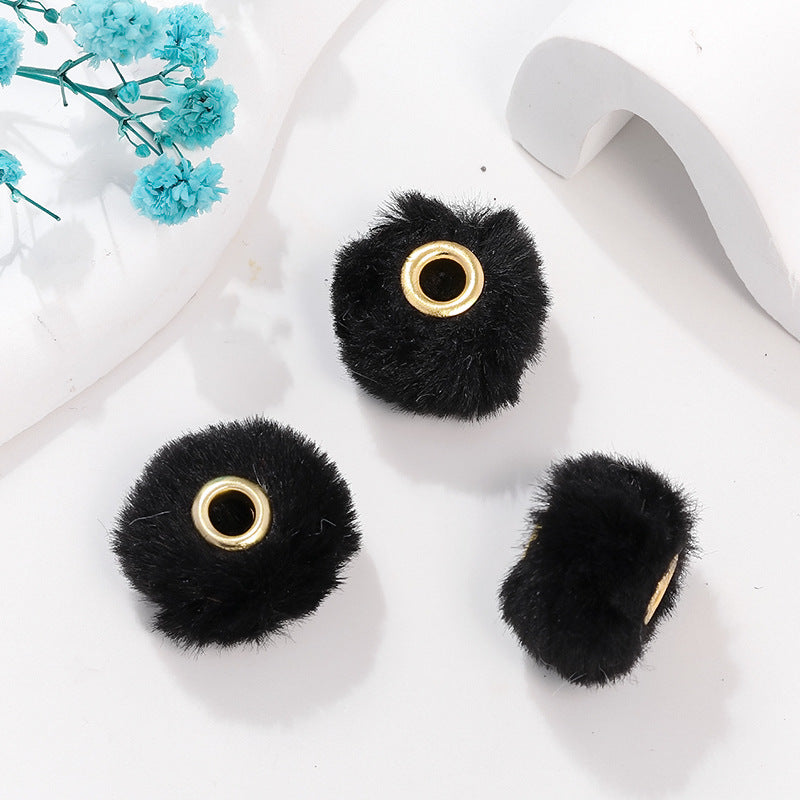50pcs 20mm Fuzzy Abacus Large Hole Spacer Beads Imitation Rabbit Hair 18